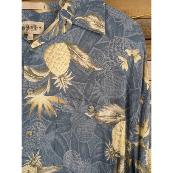 Hawaiian Shirt Mens L Campia Moda Short Sleeve Button Up Blue Pineapple - Picture 4 of 7